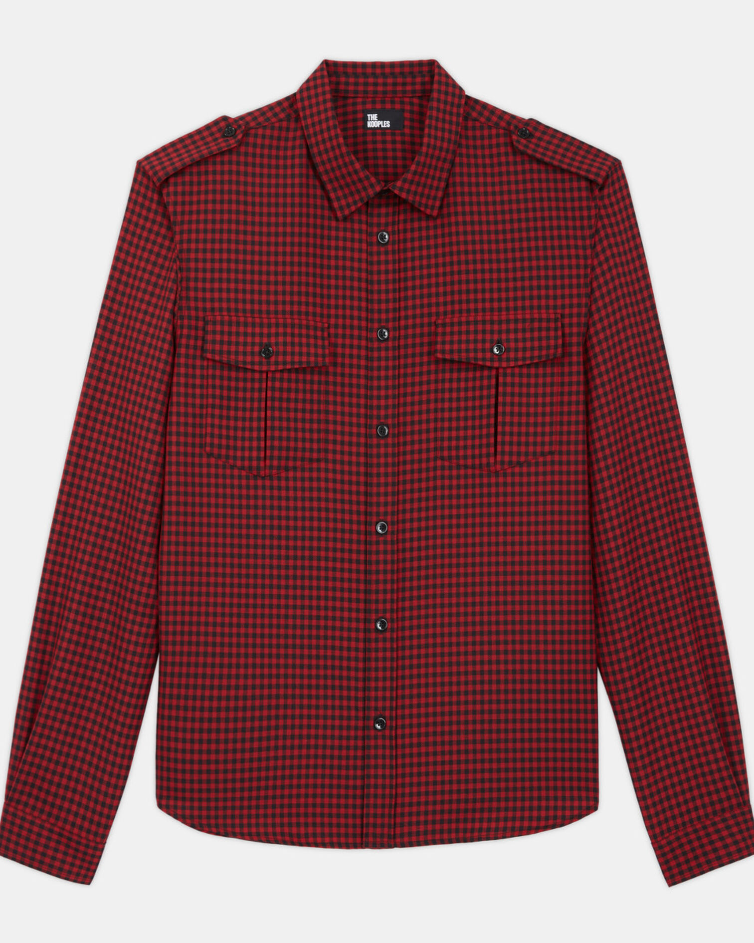 Chemise col classique en laine à carreaux, RED / BLACK, hi-res image number null