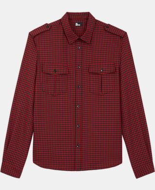 The Kooples HOMME RED / BLACK chemise col classique en laine à carreaux