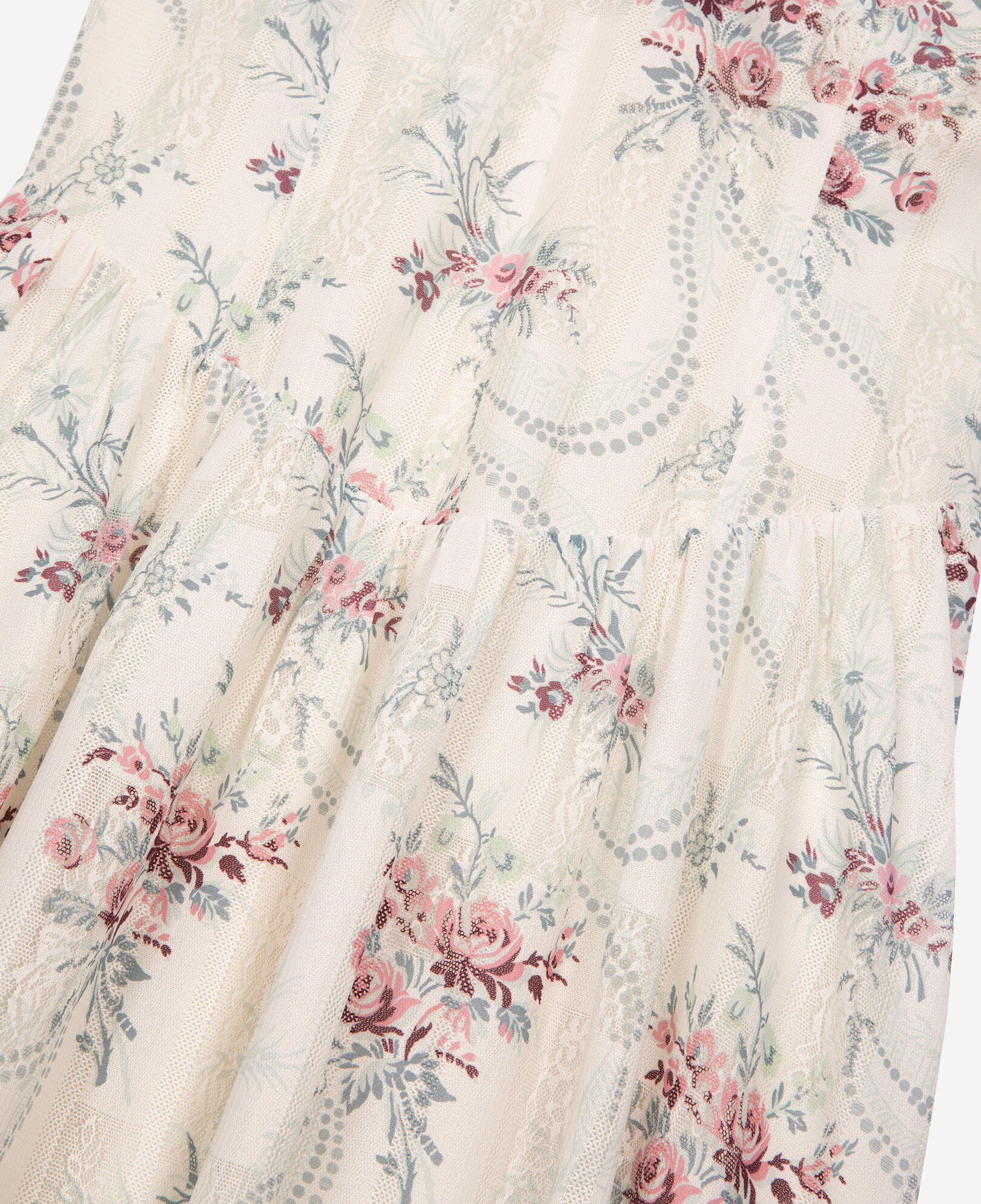 The Kooples WOMEN OFF WHITE / PINK long white 'antik flowers' print dress
