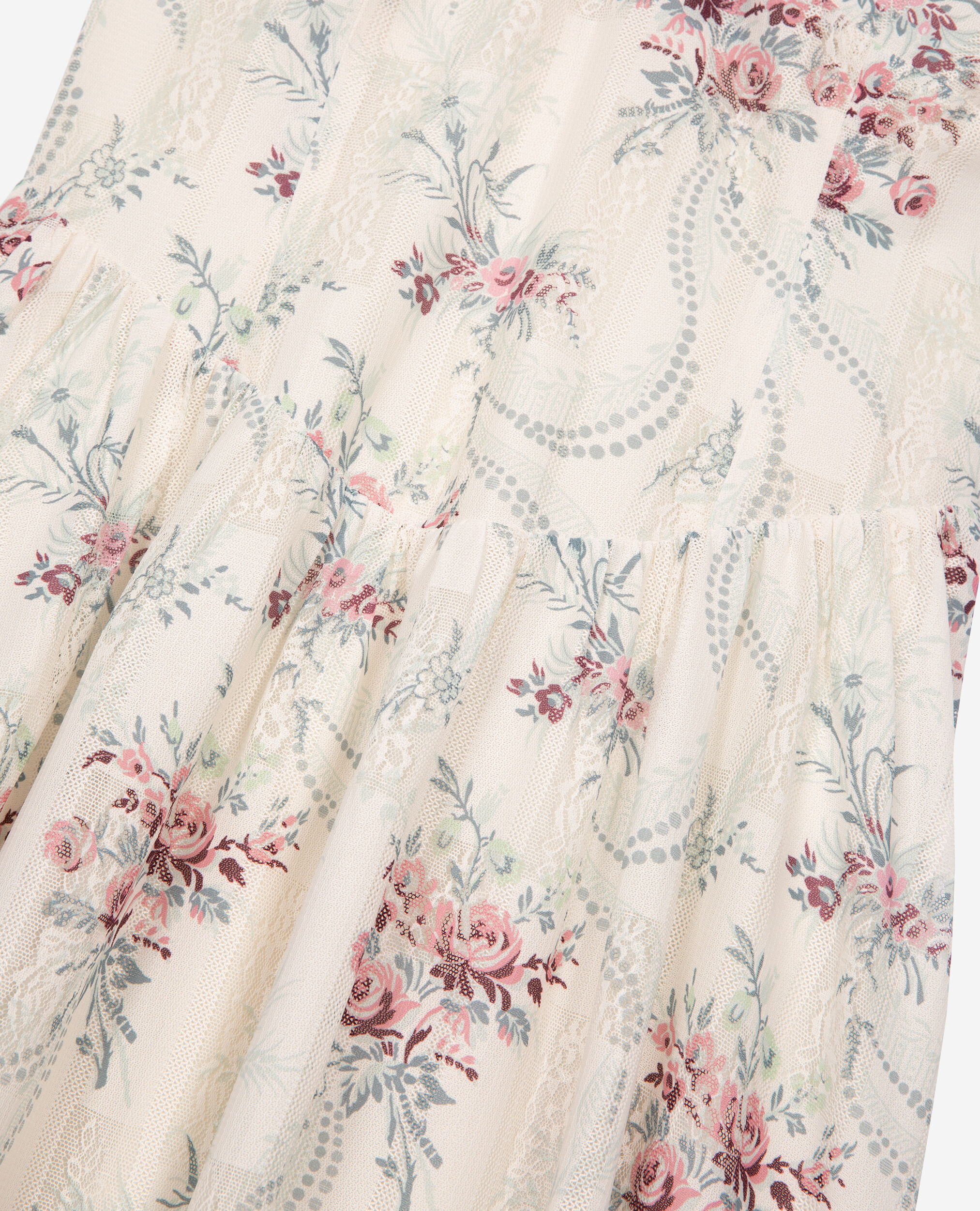 Long white 'Antik flowers' print dress, OFF WHITE / PINK, hi-res image number null