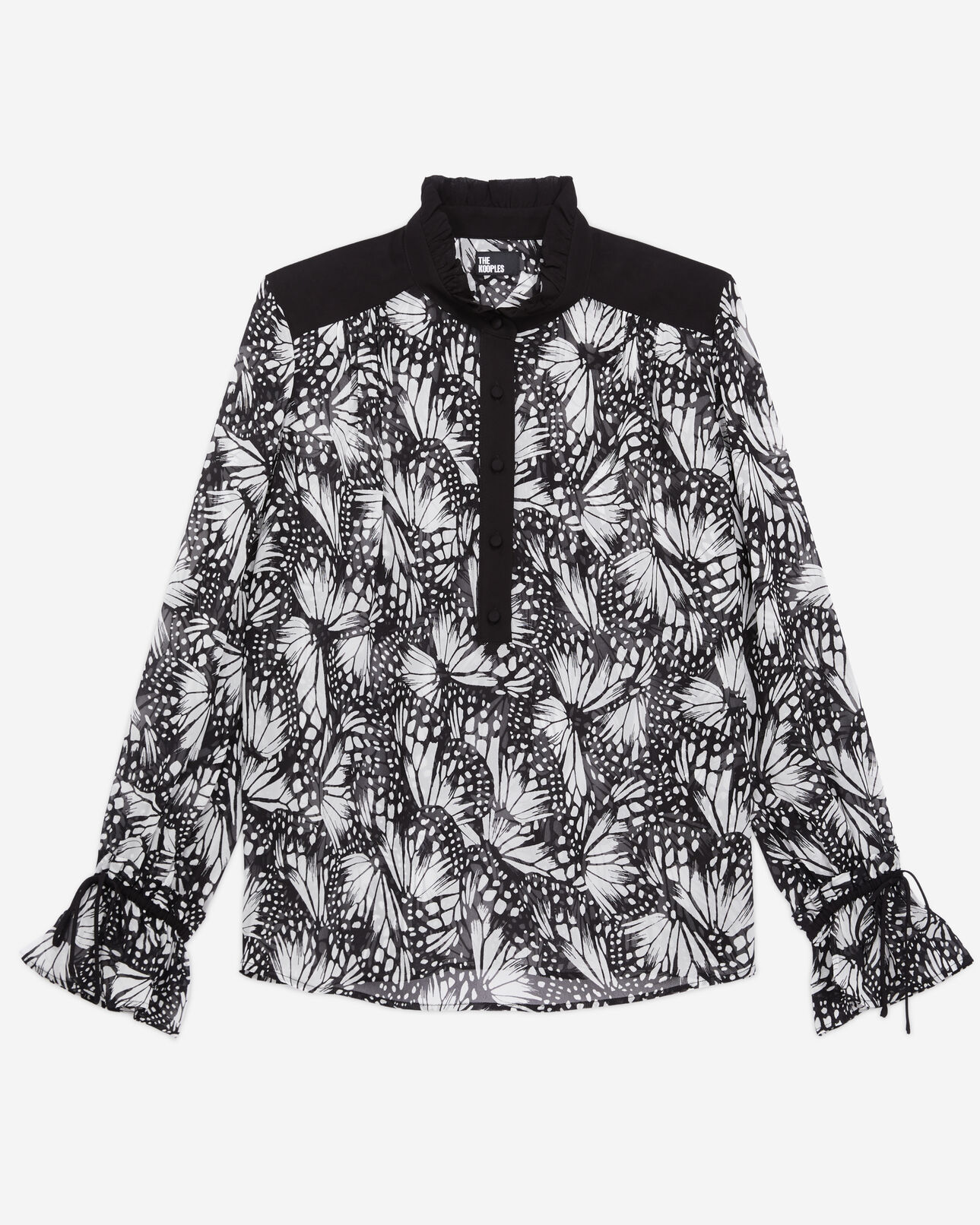 The Kooples WOMEN BLACK WHITE printed top with contrasting details