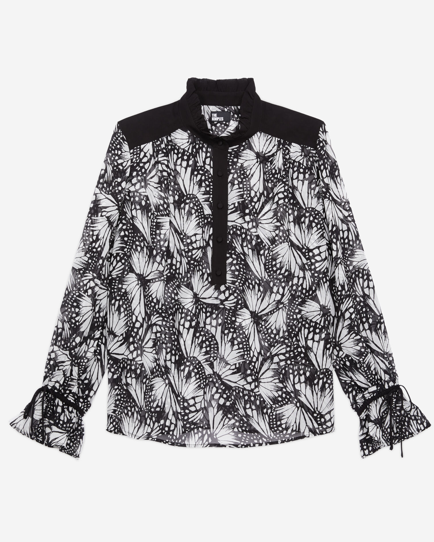Printed top with contrasting details, BLACK WHITE, hi-res image number null