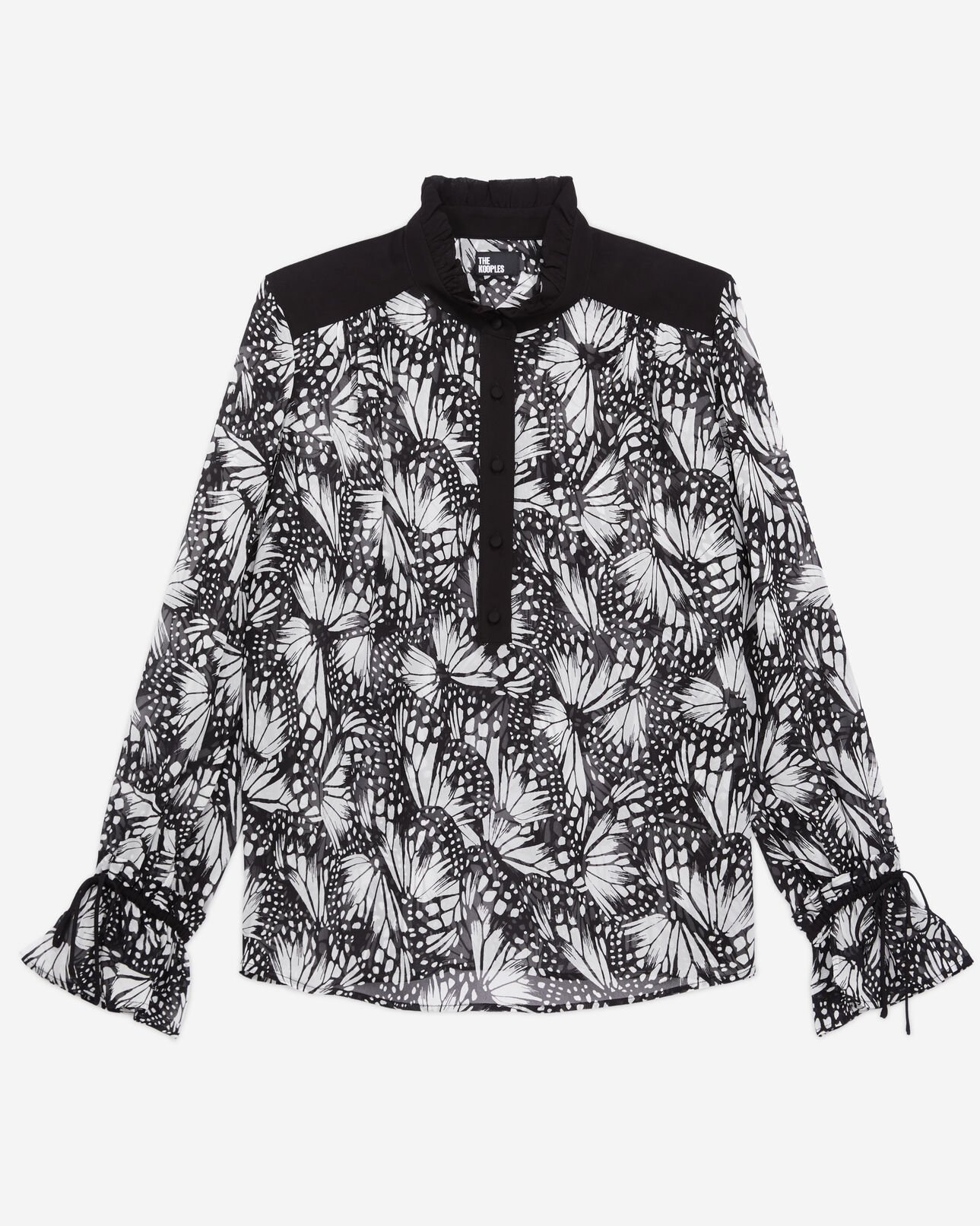 The Kooples WOMEN BLACK WHITE printed top with contrasting details