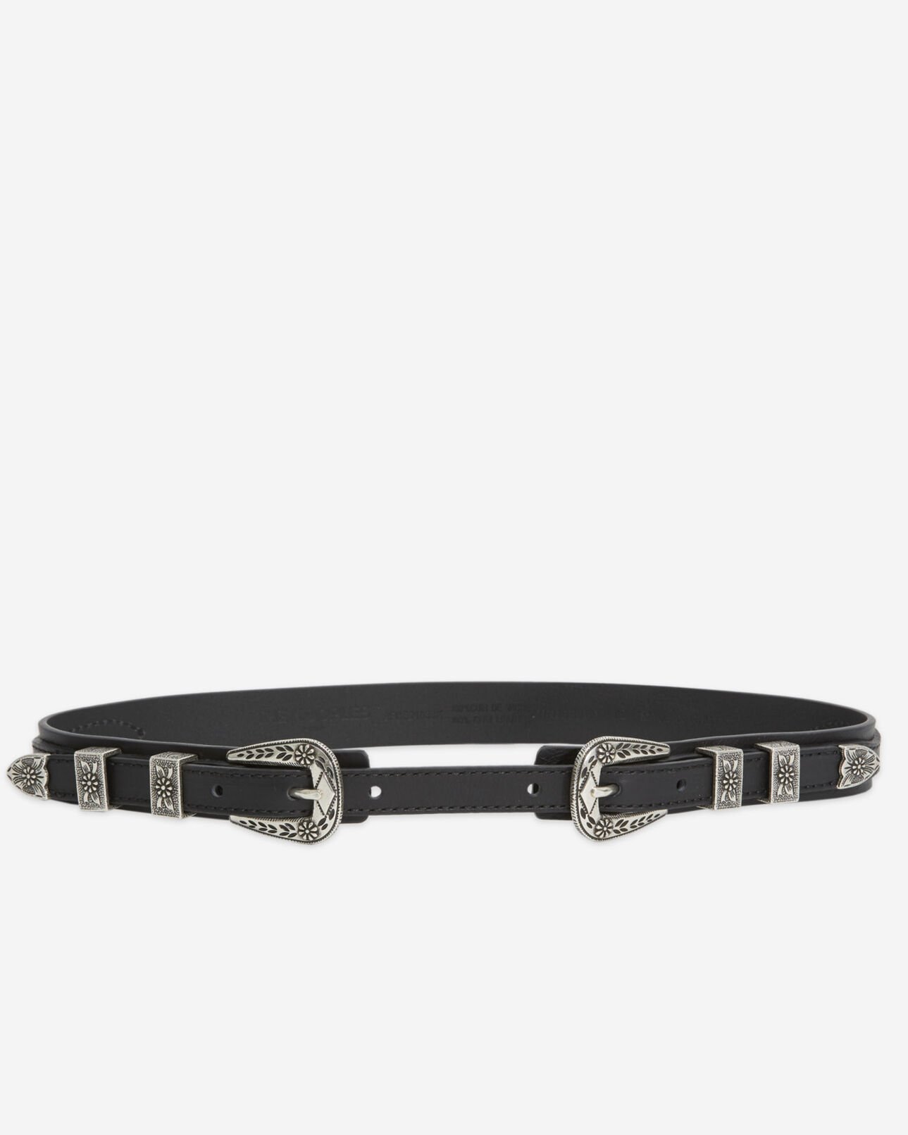 The Kooples WOMEN BLACK thin grained leather belt