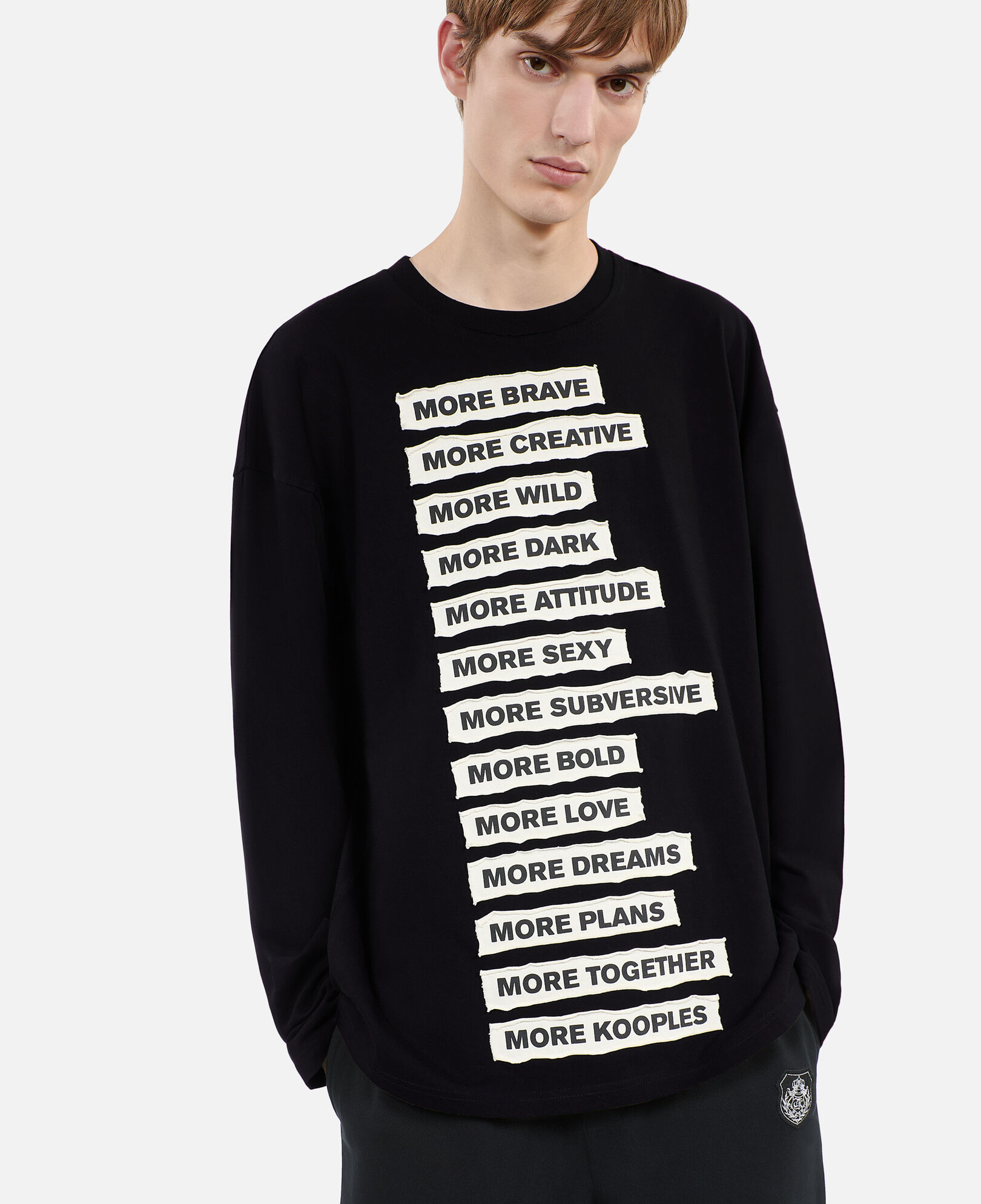 The Kooples MEN BLACK WASHED black long-sleeved t-shirt
