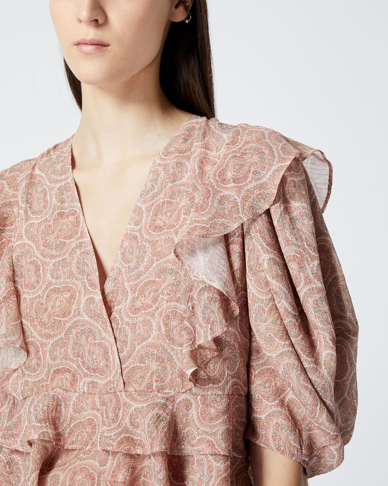 The Kooples WOMEN PINK frilly pink top with paisley print