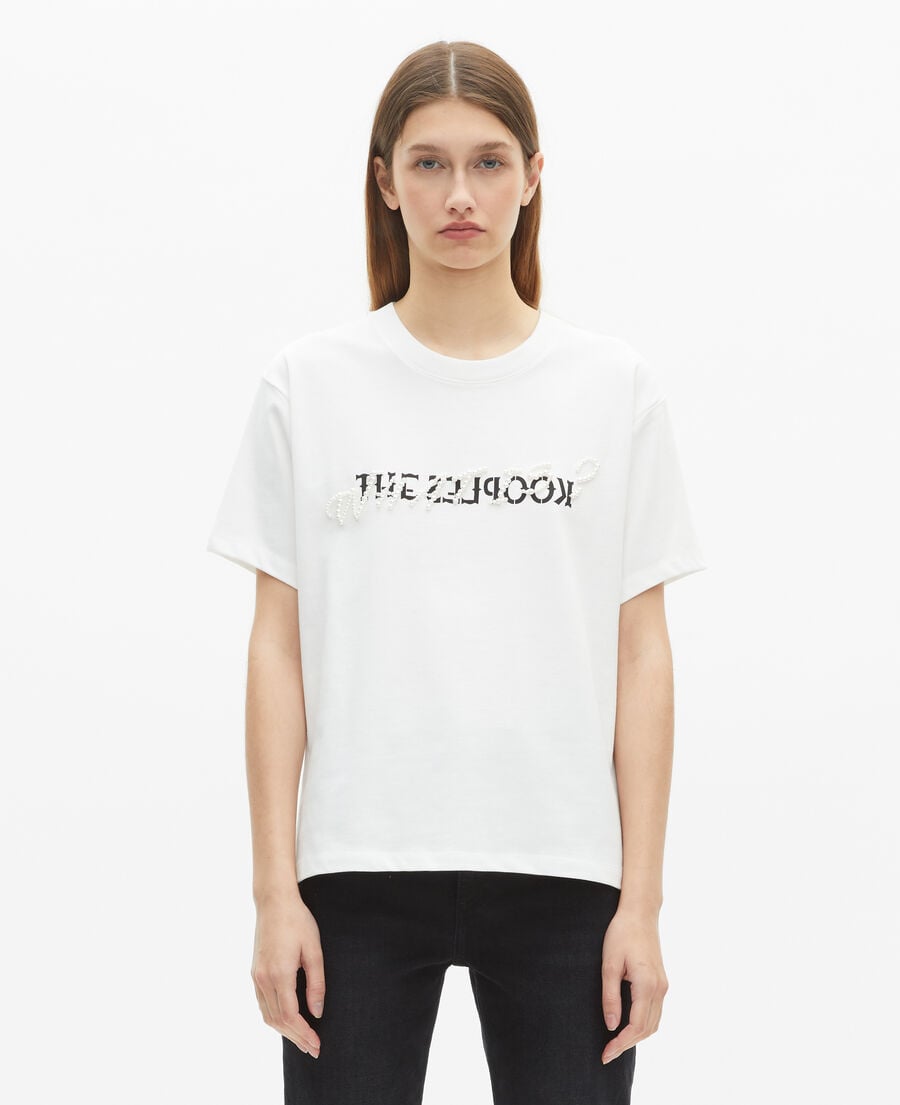 The Kooples FEMME WHITE t-shirt what is avec perles blanc