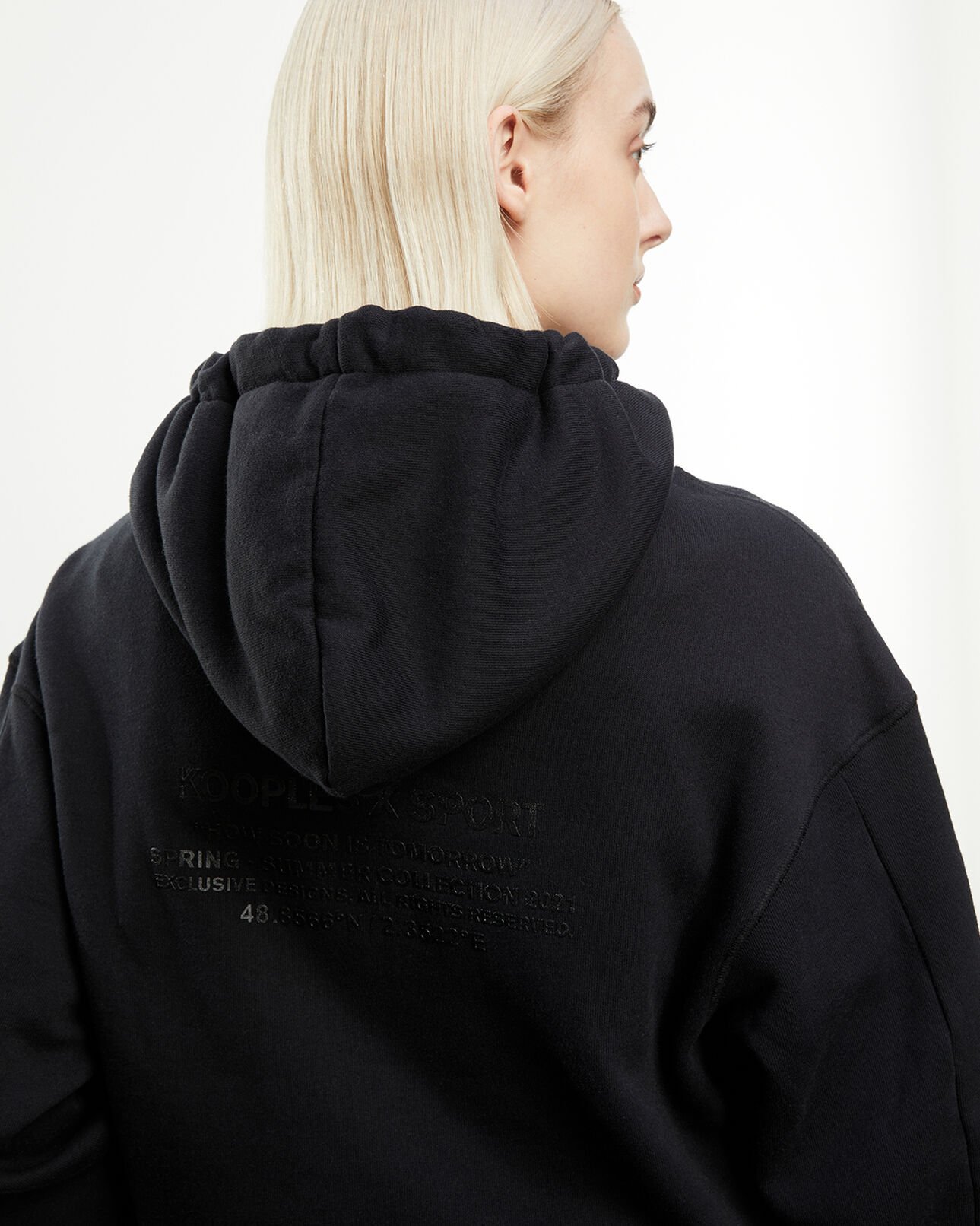 The Kooples MUJER BLACK sudadera negra capucha bolsillo canguro