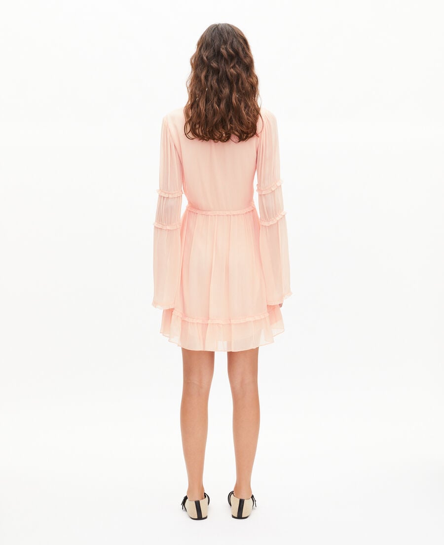 The Kooples FEMME NUDE POUDRE robe courte volant&eacute;e p&ecirc;che