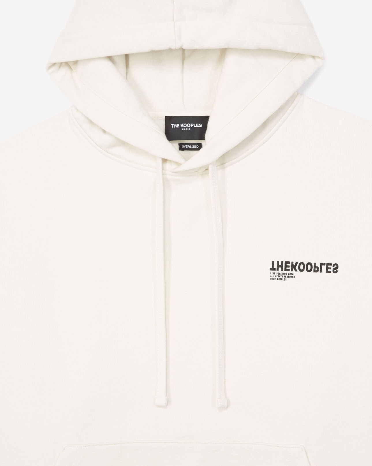 The Kooples HOMME OFF WHITE sweat à capuche écru brodé the kooples