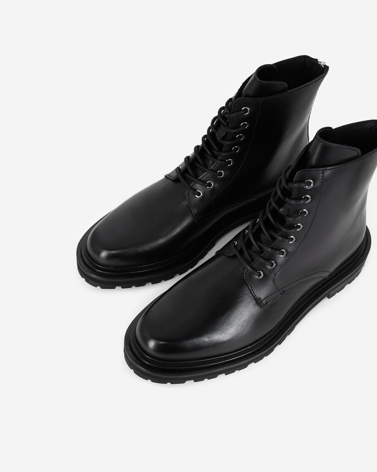 The Kooples HOMME BLACK boots en cuir noir à semelle épaisse