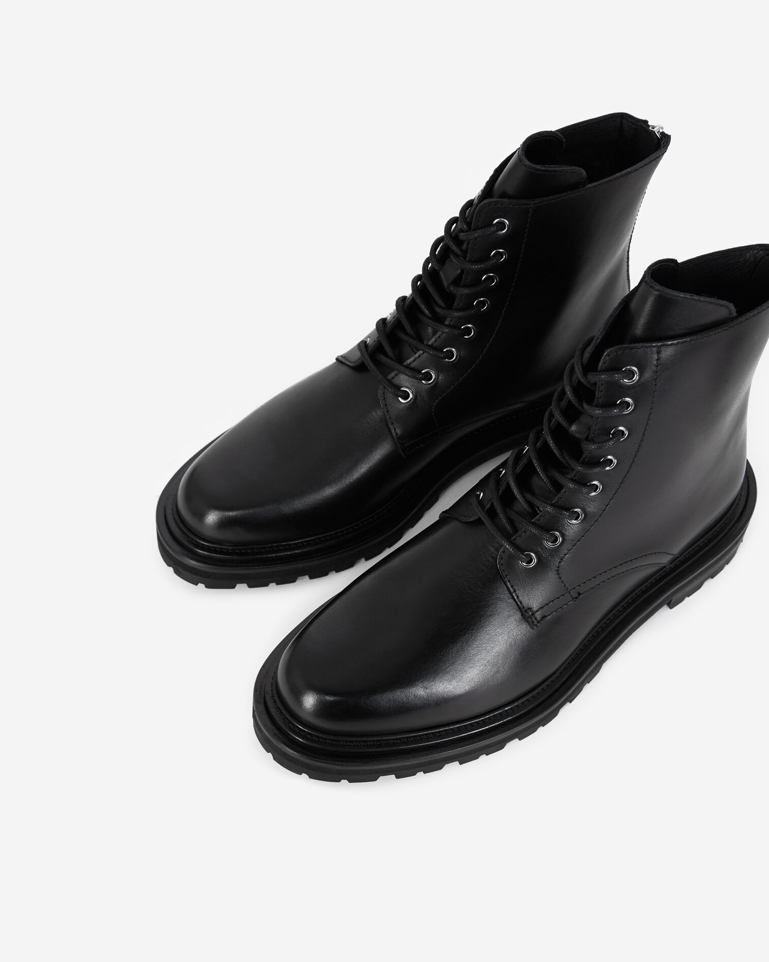Boots en cuir noir à semelle épaisse, BLACK, hi-res image number null