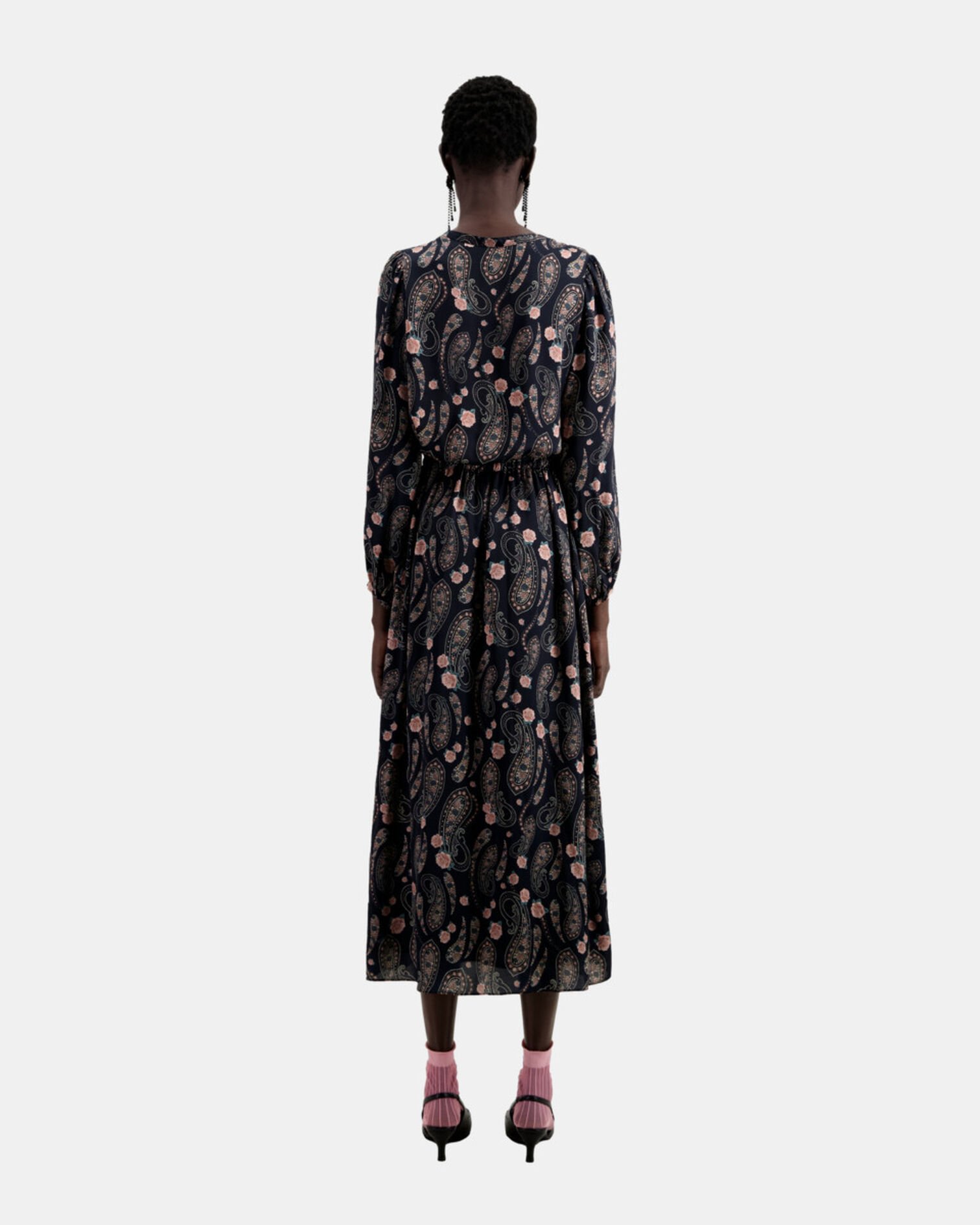 Long printed dress, BLACK / PINK, hi-res image number null