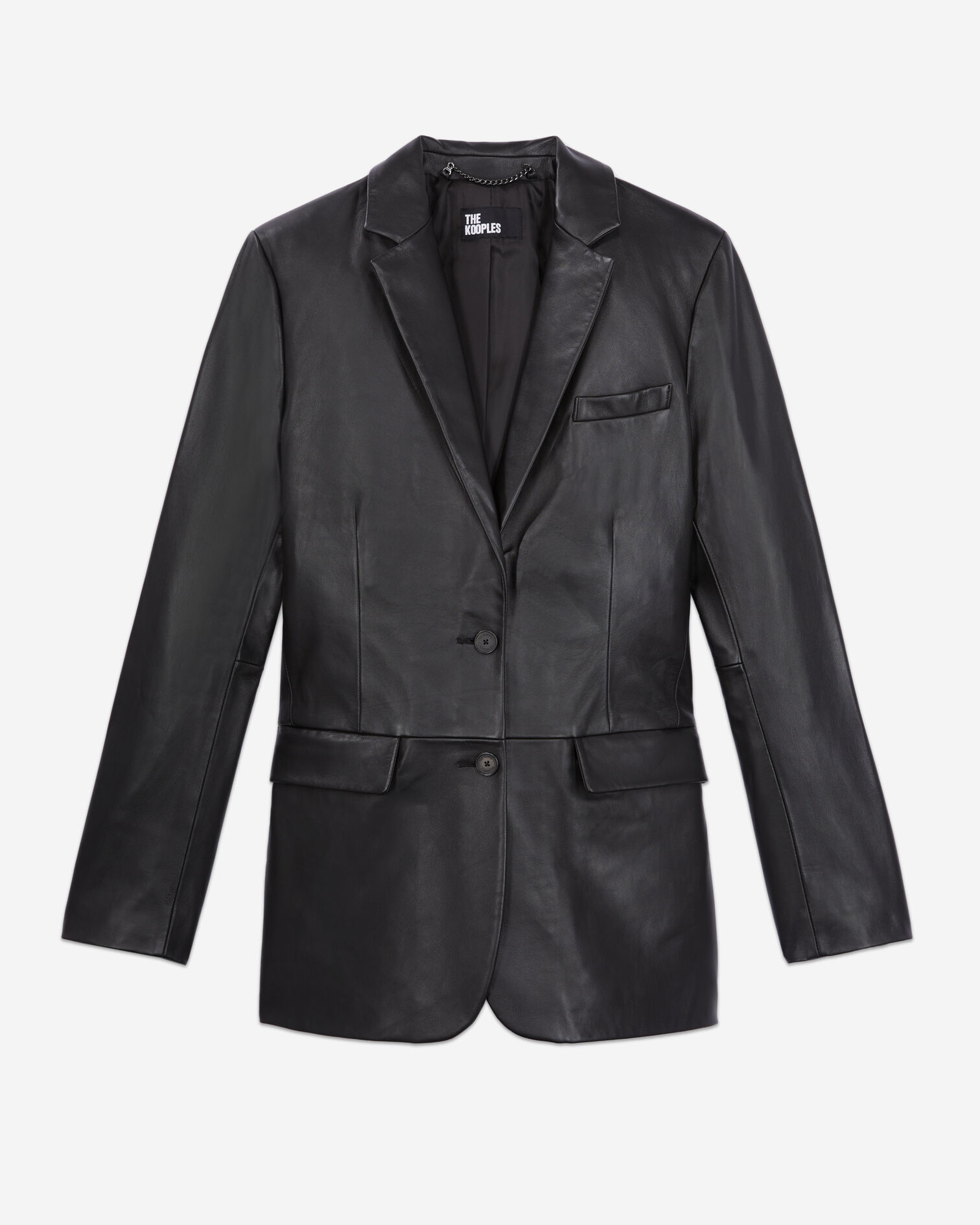 Black leather suit jacket, BLACK, hi-res image number null