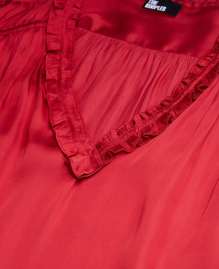 red top with shirring