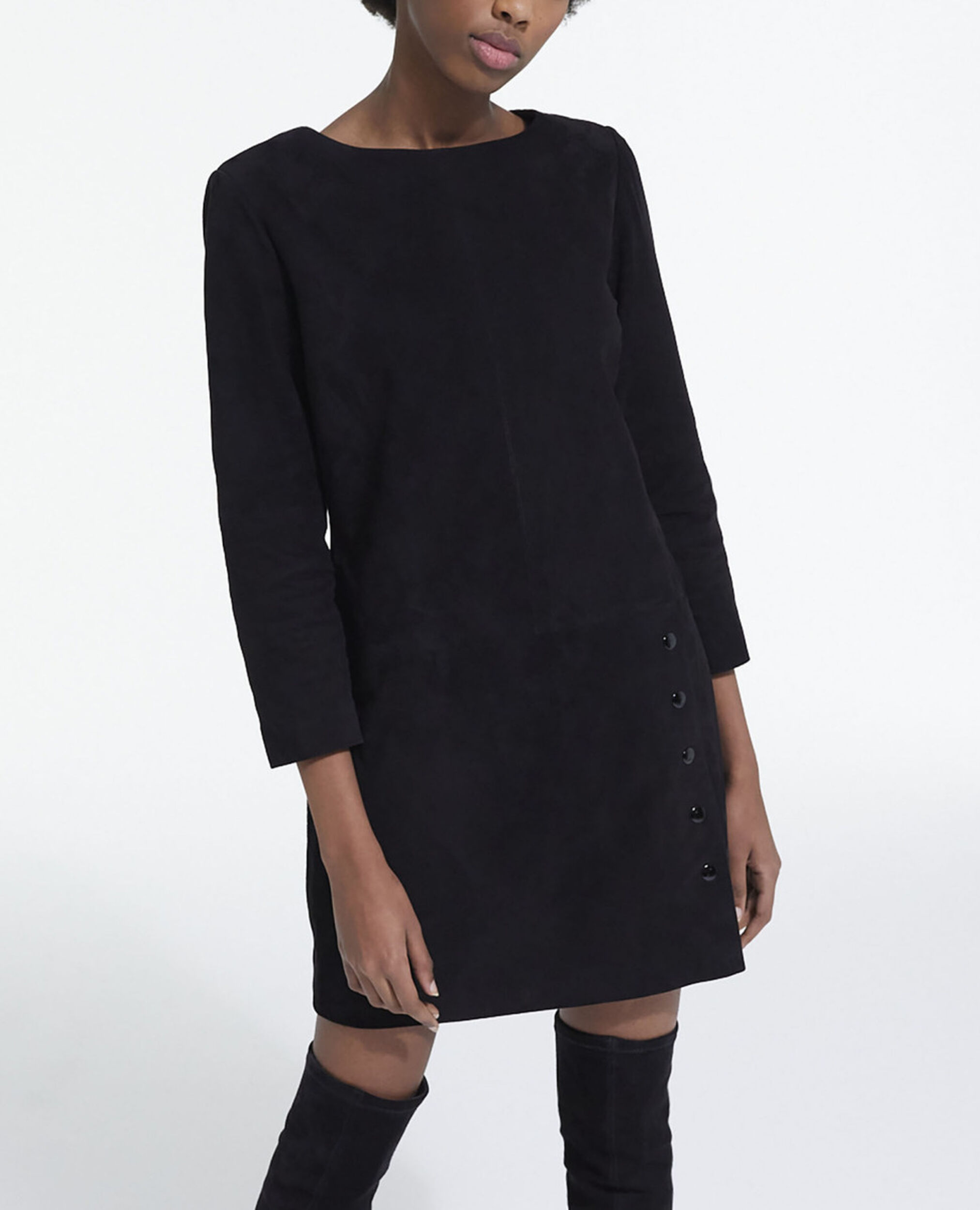 Black leather dress, BLACK, hi-res image number null