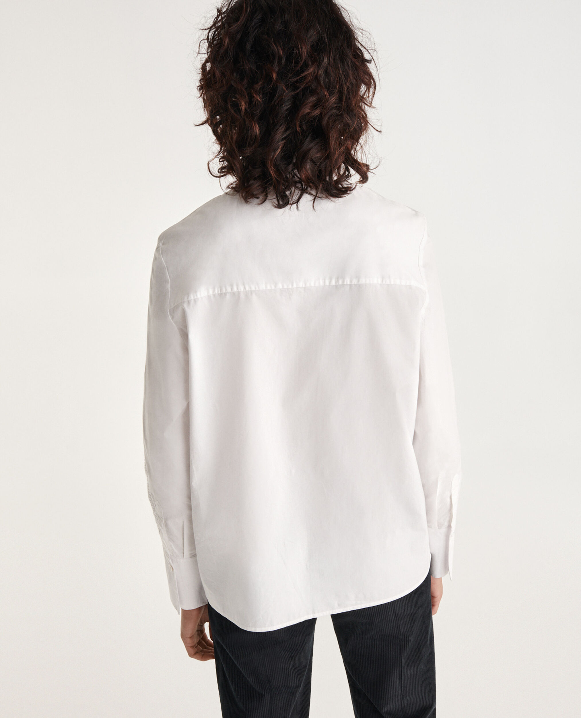Camisa blanca algodón bordado manga, WHITE, hi-res image number null