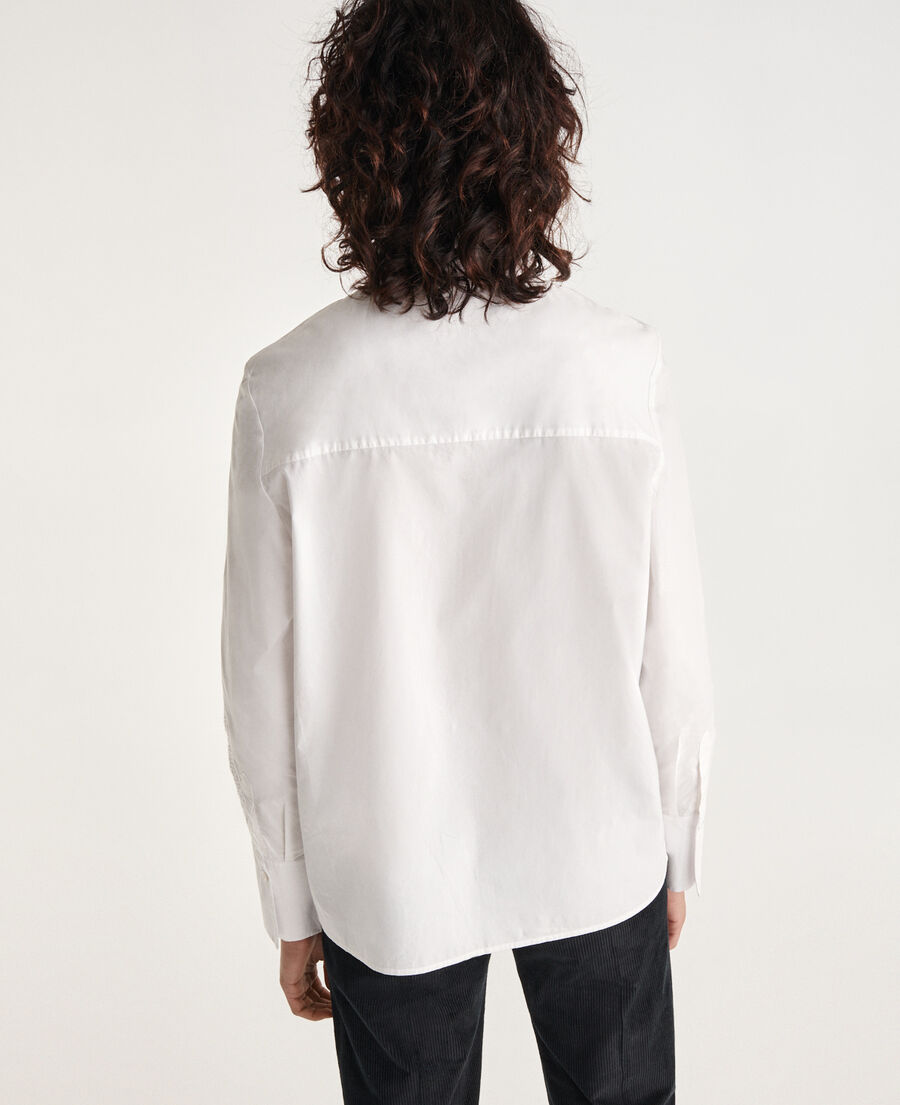 cotton white shirt with embroidered sleeves