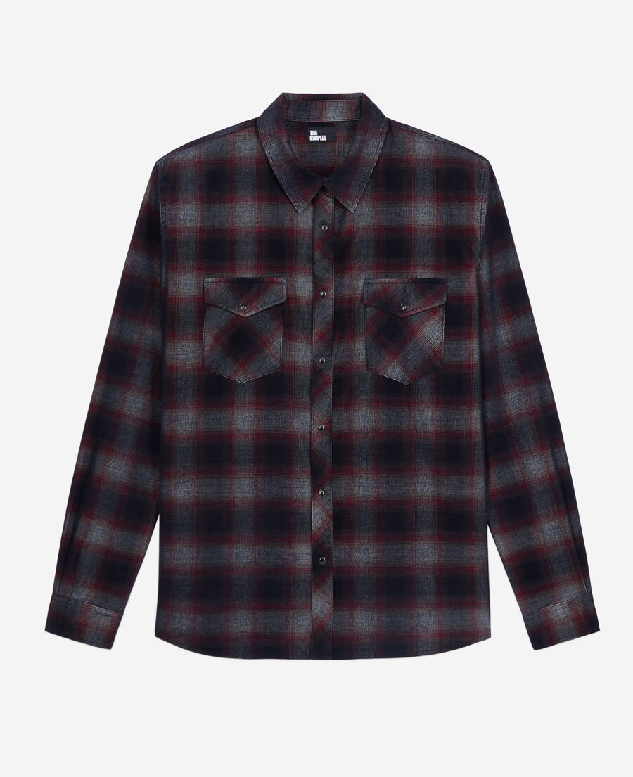 black and burgundy checkered shirt