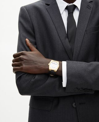 The Kooples MIXTA BLACK / GOLD reloj con logo y correa de piel negra