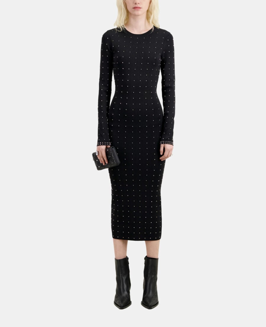 The Kooples FEMME BLACK robe longue avec spikes noire