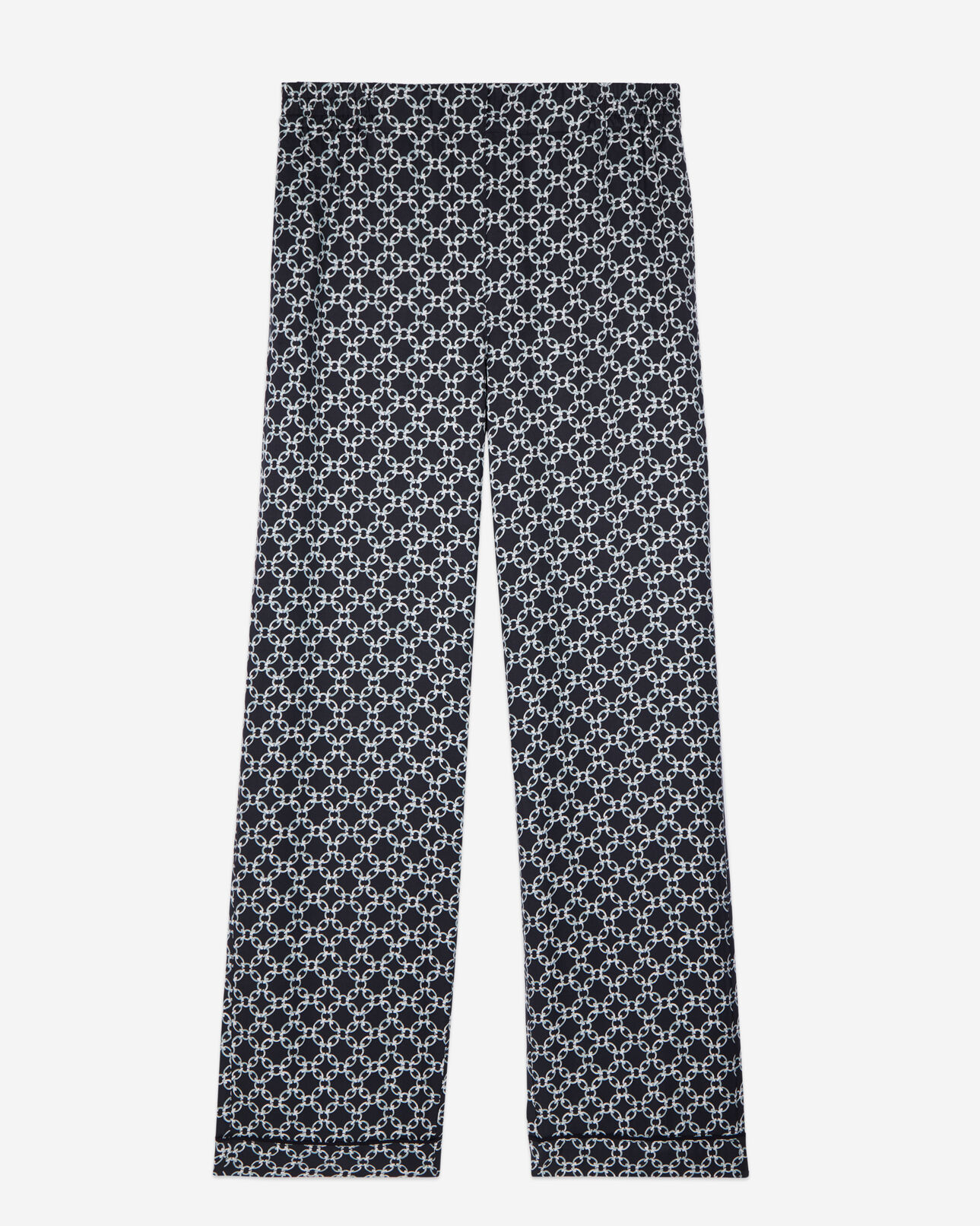 The Kooples WOMEN BLACK WHITE black and white chain print trousers