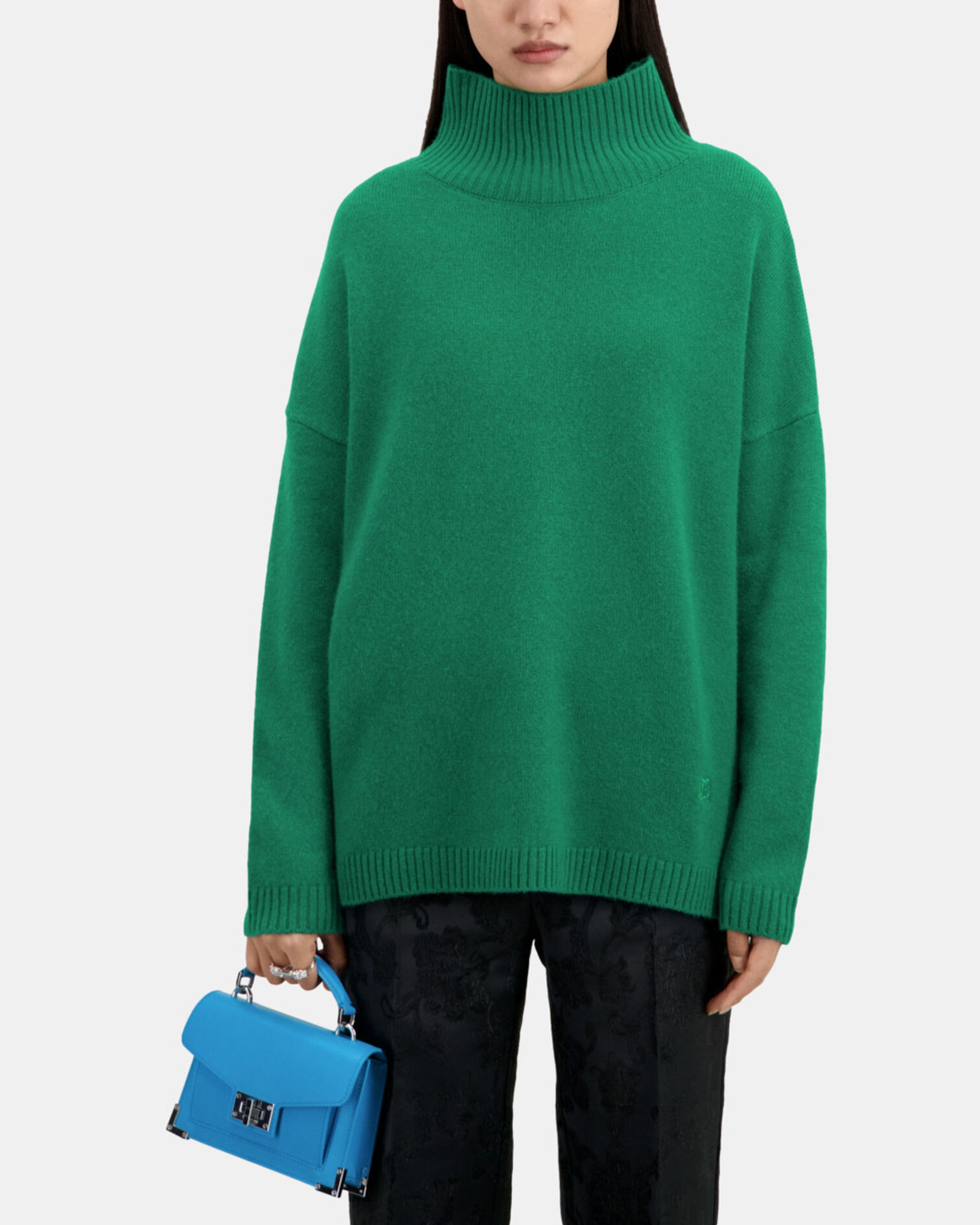 Green cashmere-blend sweater, GREEN, hi-res image number null
