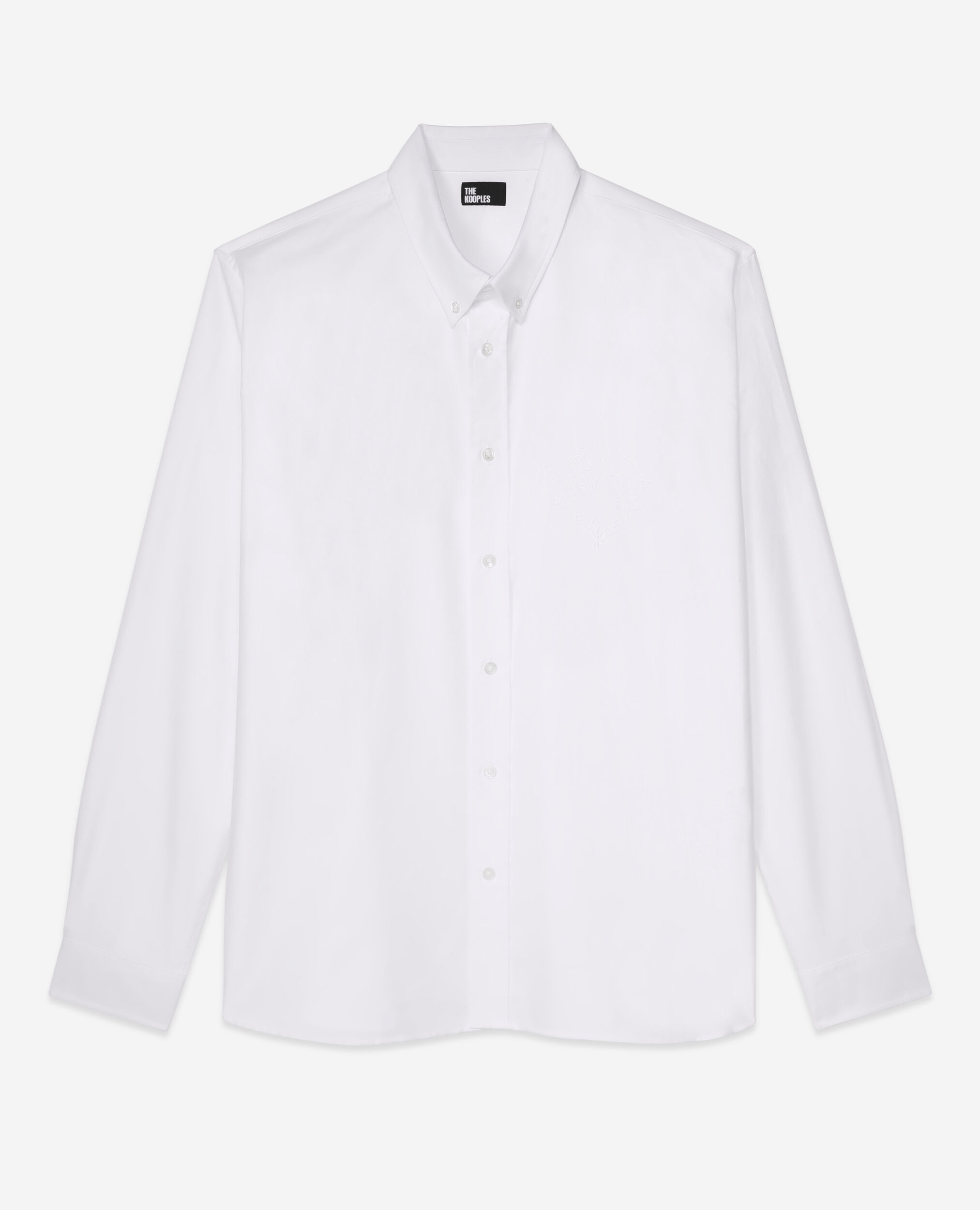 White Oxford shirt with embroidery, WHITE, hi-res image number null