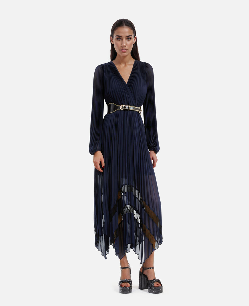 The Kooples DAMEN BLACK breiter, schwarzer ledergürtel mit kettchen
