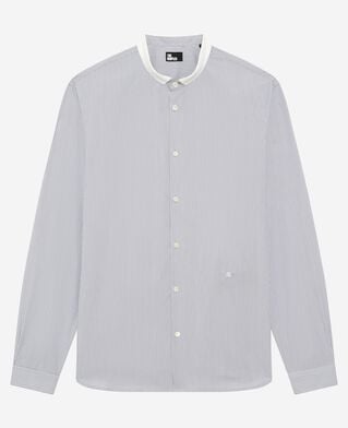 The Kooples MEN WHITE / BLUE light blue striped shirt with officer's collar