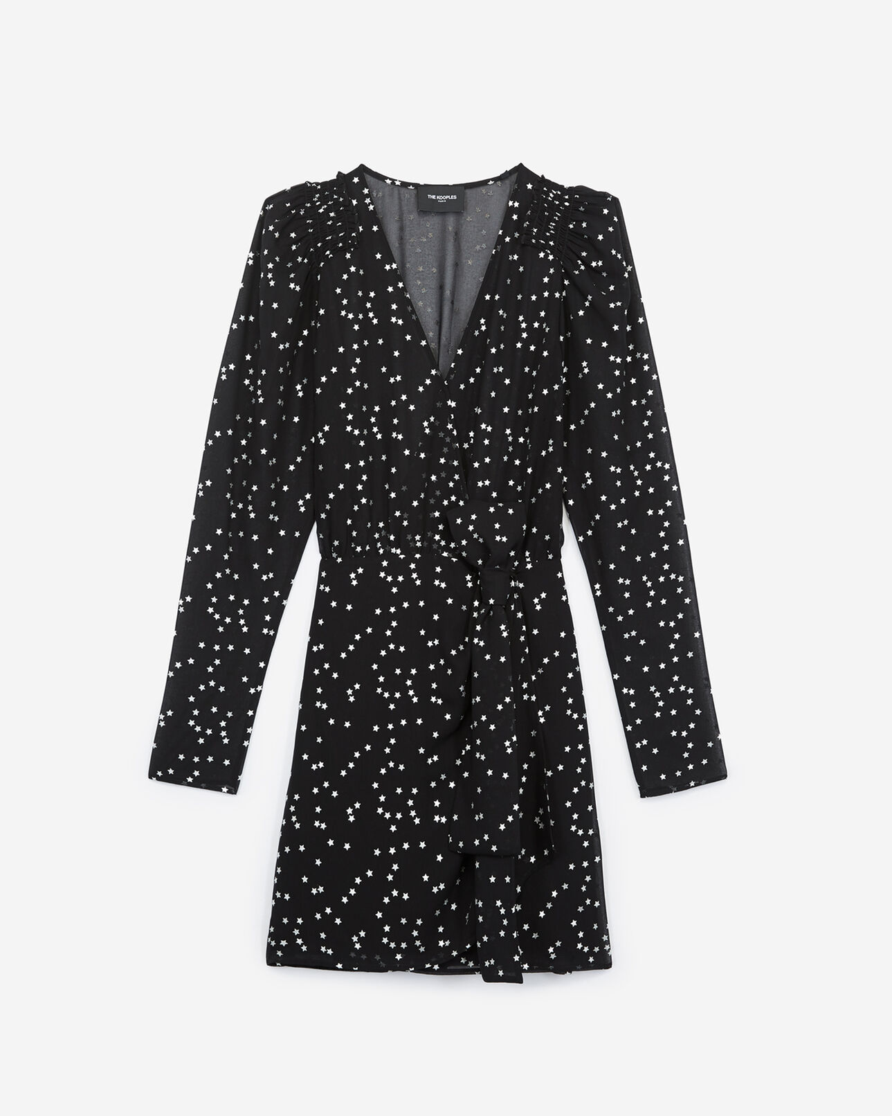 The Kooples DAMEN BLACK kurzes schwarzes kleid mit schulterpolstern
