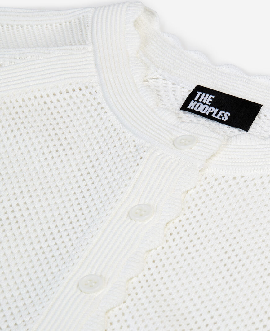 The Kooples WOMEN WHITE short white openwork knit cardigan