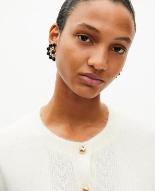 The Kooples F LIGHT BEIGE ecru cashmere cardigan