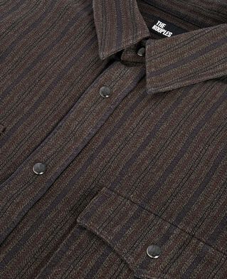 The Kooples H WASHED GREY brown and blue molten stripe overshirt