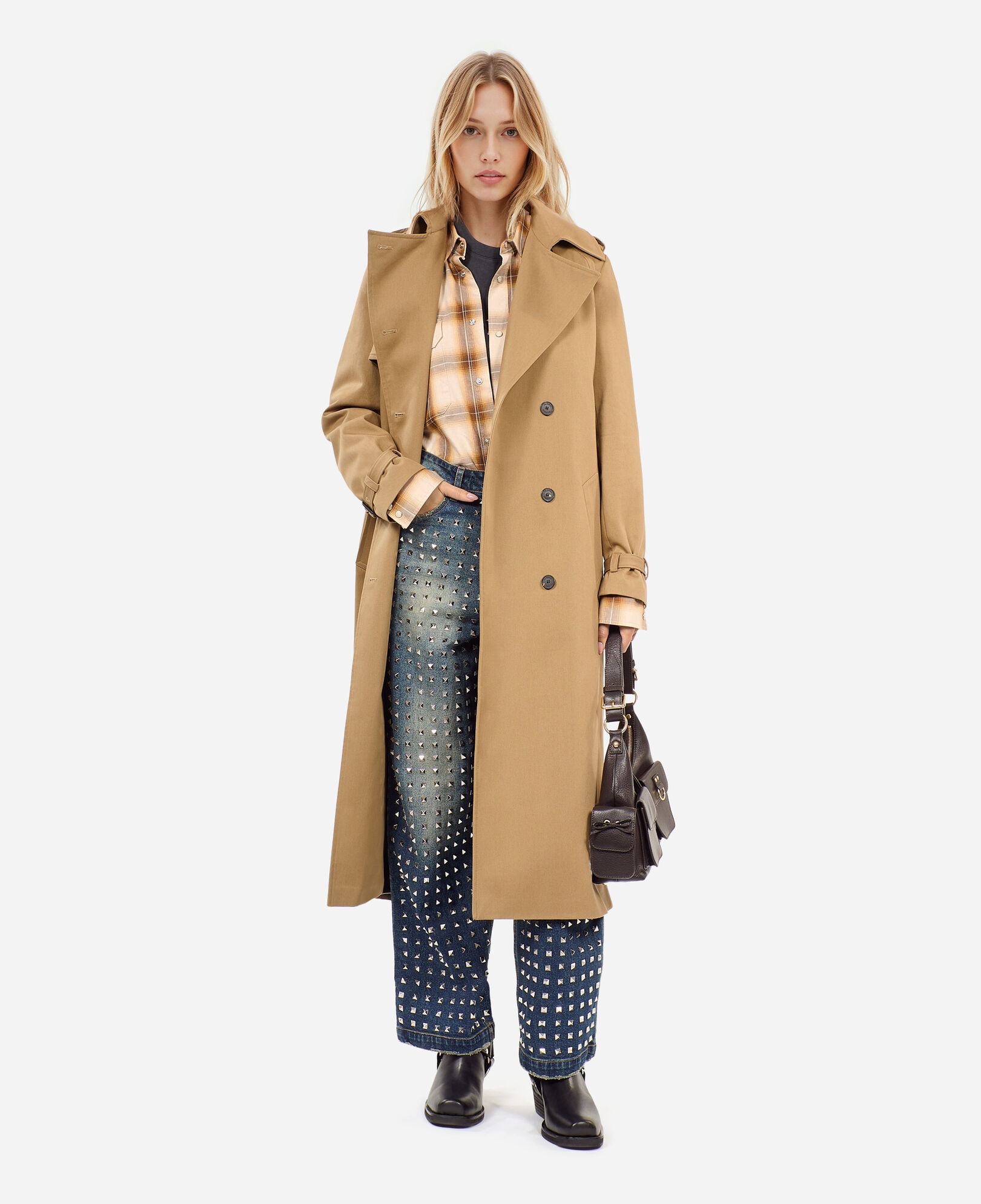 The Kooples DAMEN BEIGE langer beiger trenchcoat