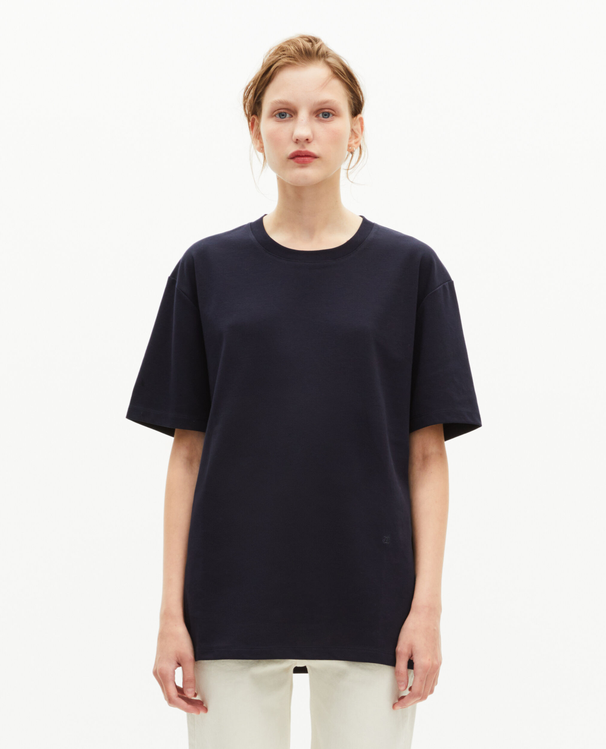 Marineblaues schlichtes gerades Unisex-T-Shirt, NAVY, hi-res image number null