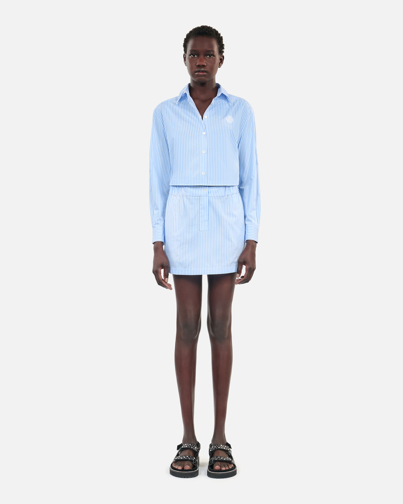 The Kooples WOMEN BLUE WHITE short striped shirt