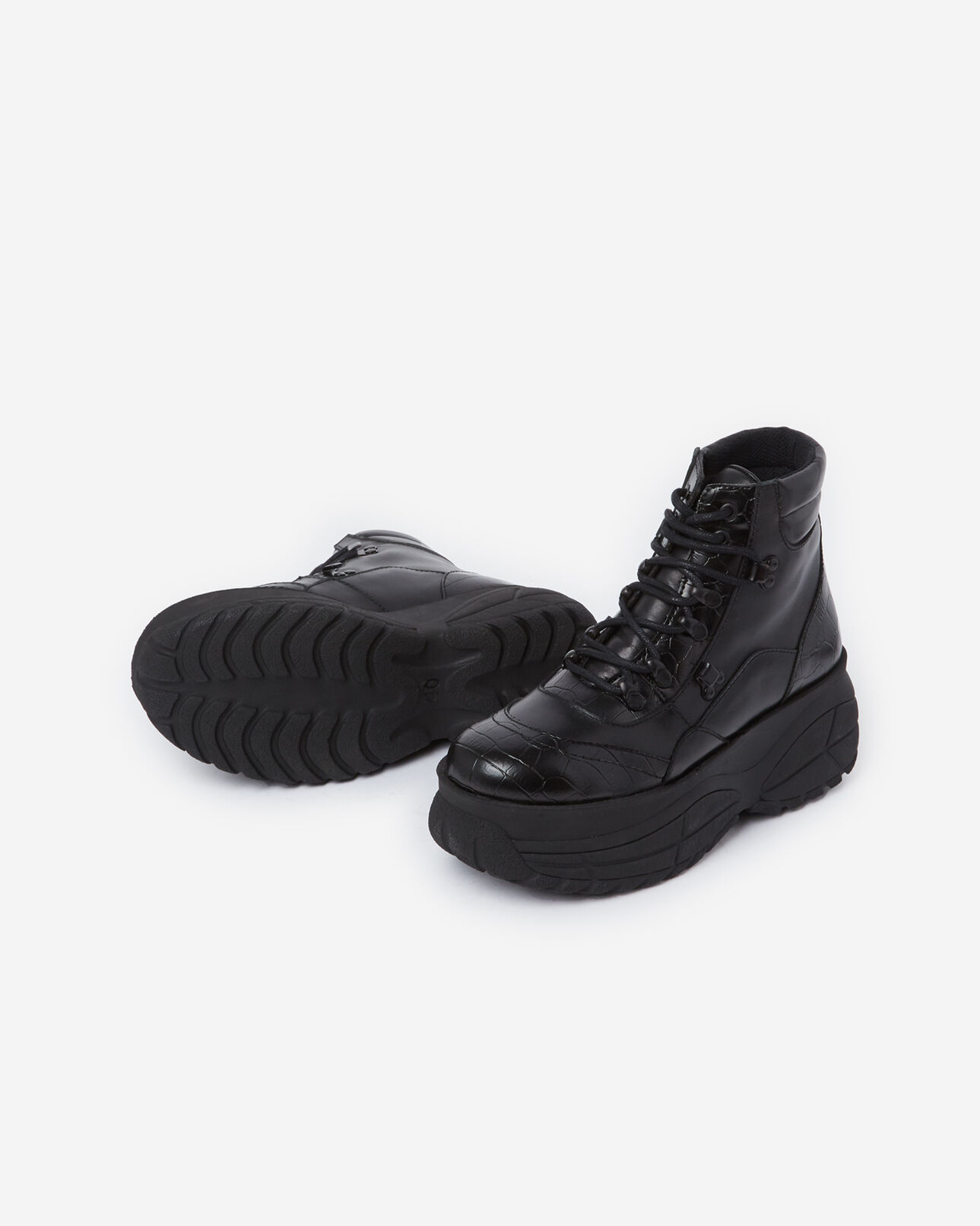 The Kooples FEMME BLACK bottines cuir noir à plateforme