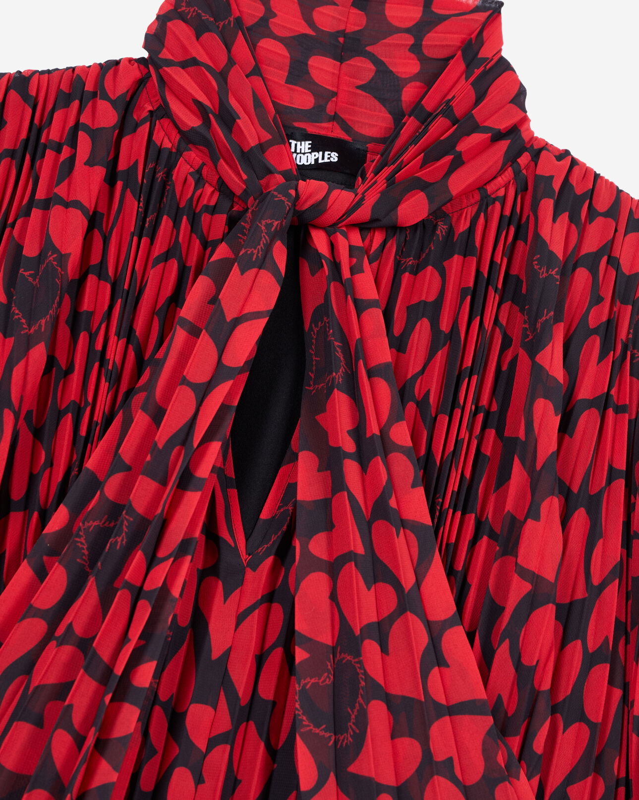 The Kooples WOMEN BLACK - RED heart print pleated top