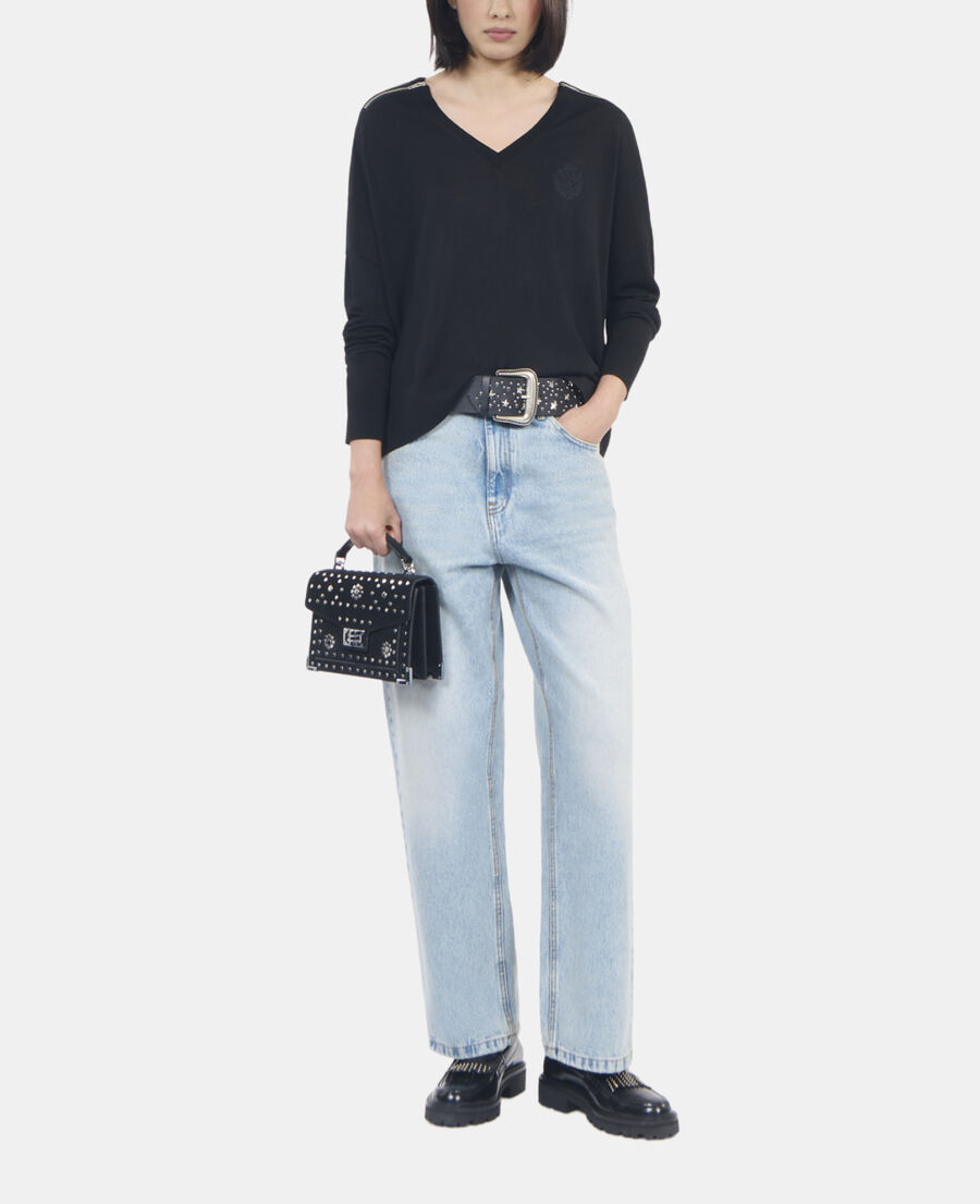 The Kooples DAMEN BLACK schwarzer pullover aus merinowolle