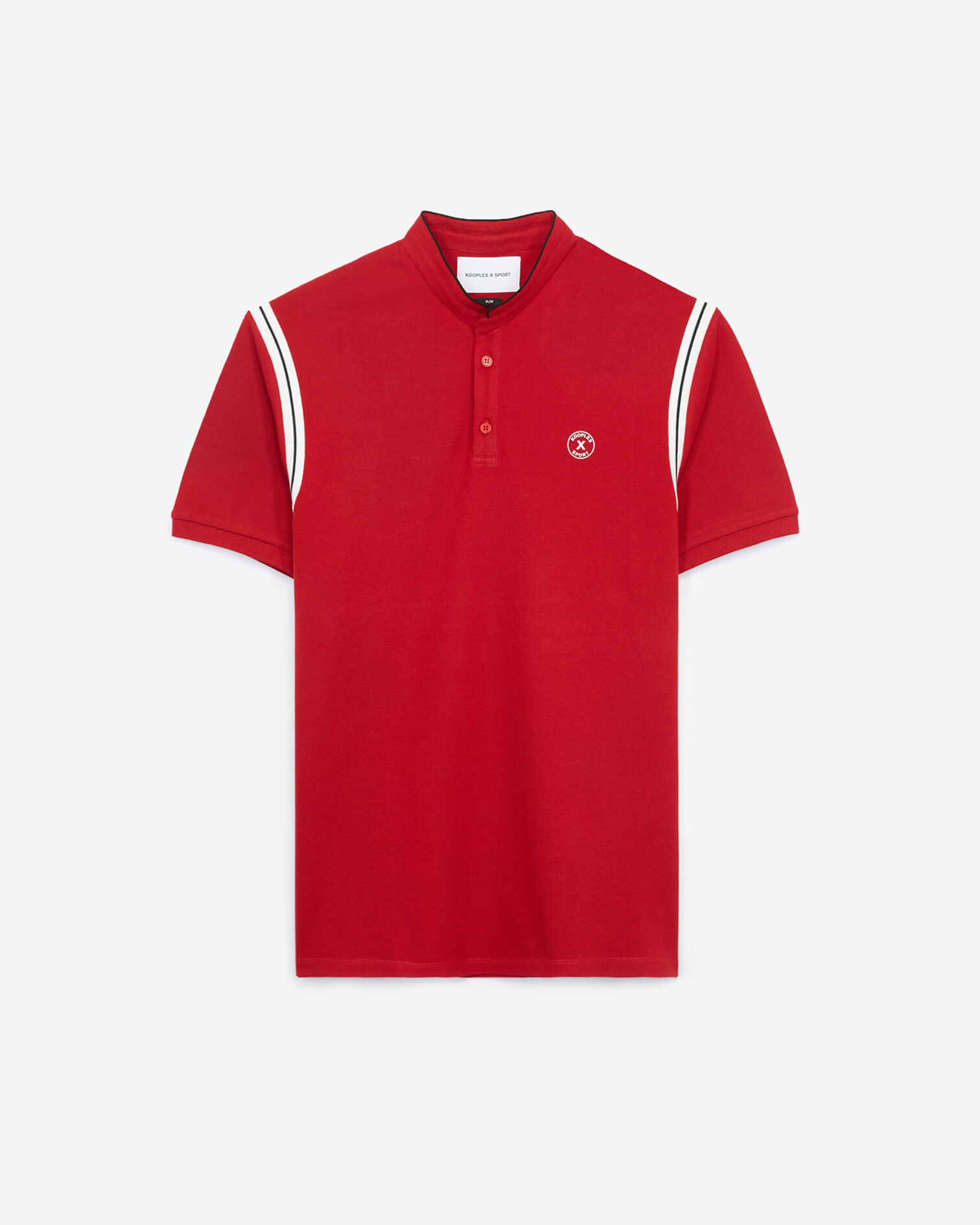 Printed red polo shirt stand-up collar shoulder band, RED, hi-res image number null