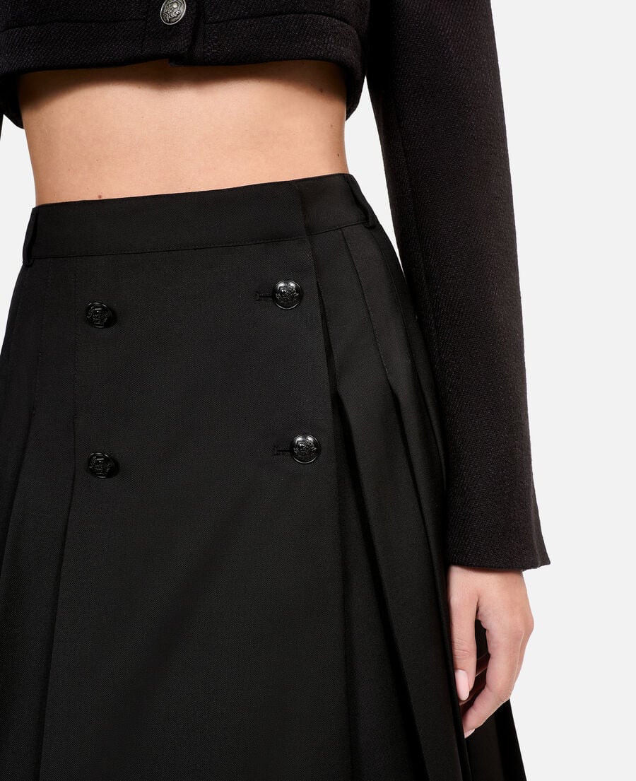 The Kooples DAMEN BLACK langer, schwarzer faltenrock