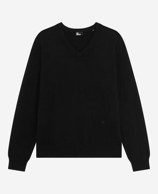 The Kooples HOMME BLACK pull col v en cachemire noir