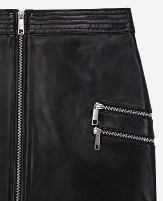 The Kooples FEMME BLACK jupe courte en cuir noire