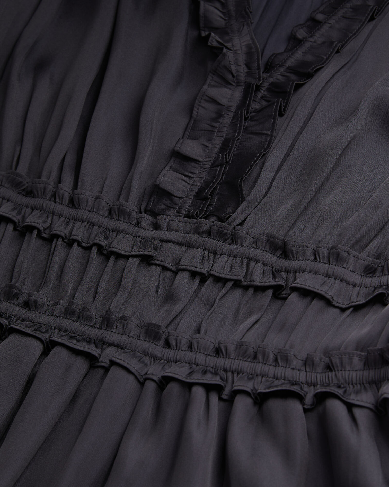 Schwarzes kurzes Kleid mit Raffungen, BLACK, hi-res image number null
