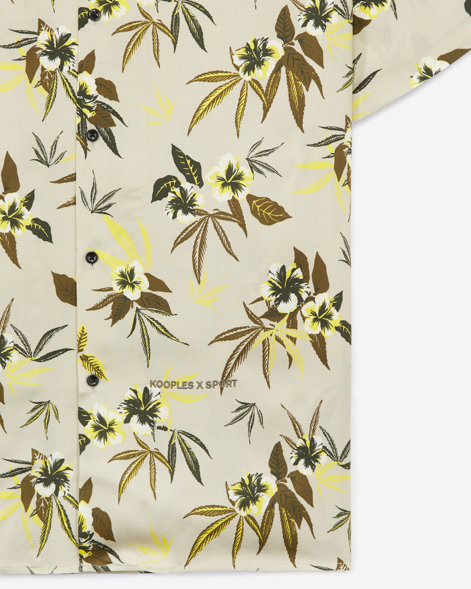 Khakifarbenes bedrucktes Hemd mit Tropenmotiv, BEIGE KAKI, hi-res image number null