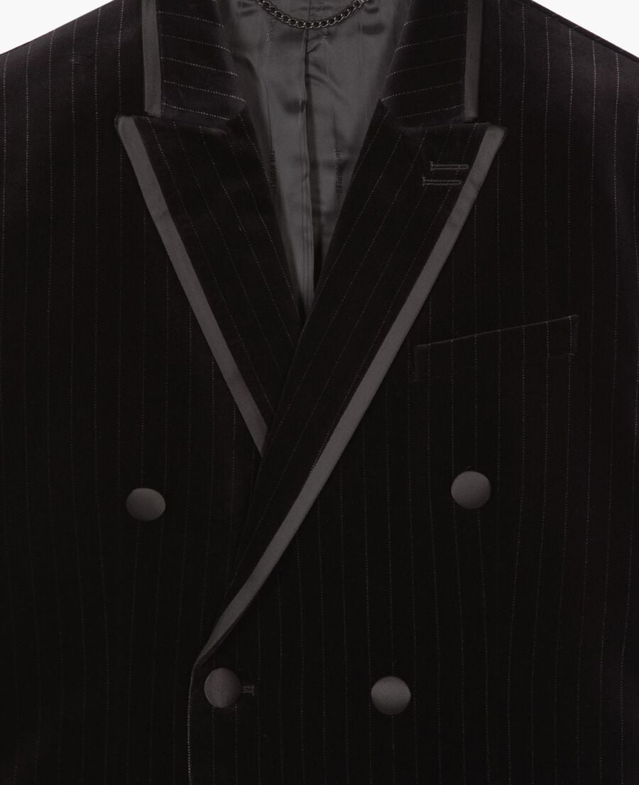The Kooples MEN BLACK black velvet straight suit jacket