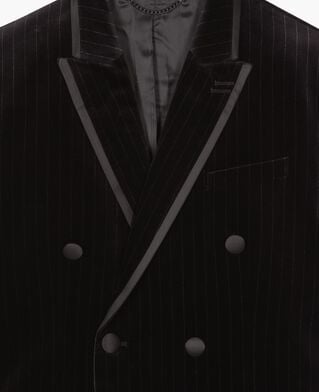 The Kooples MEN BLACK black velvet straight suit jacket