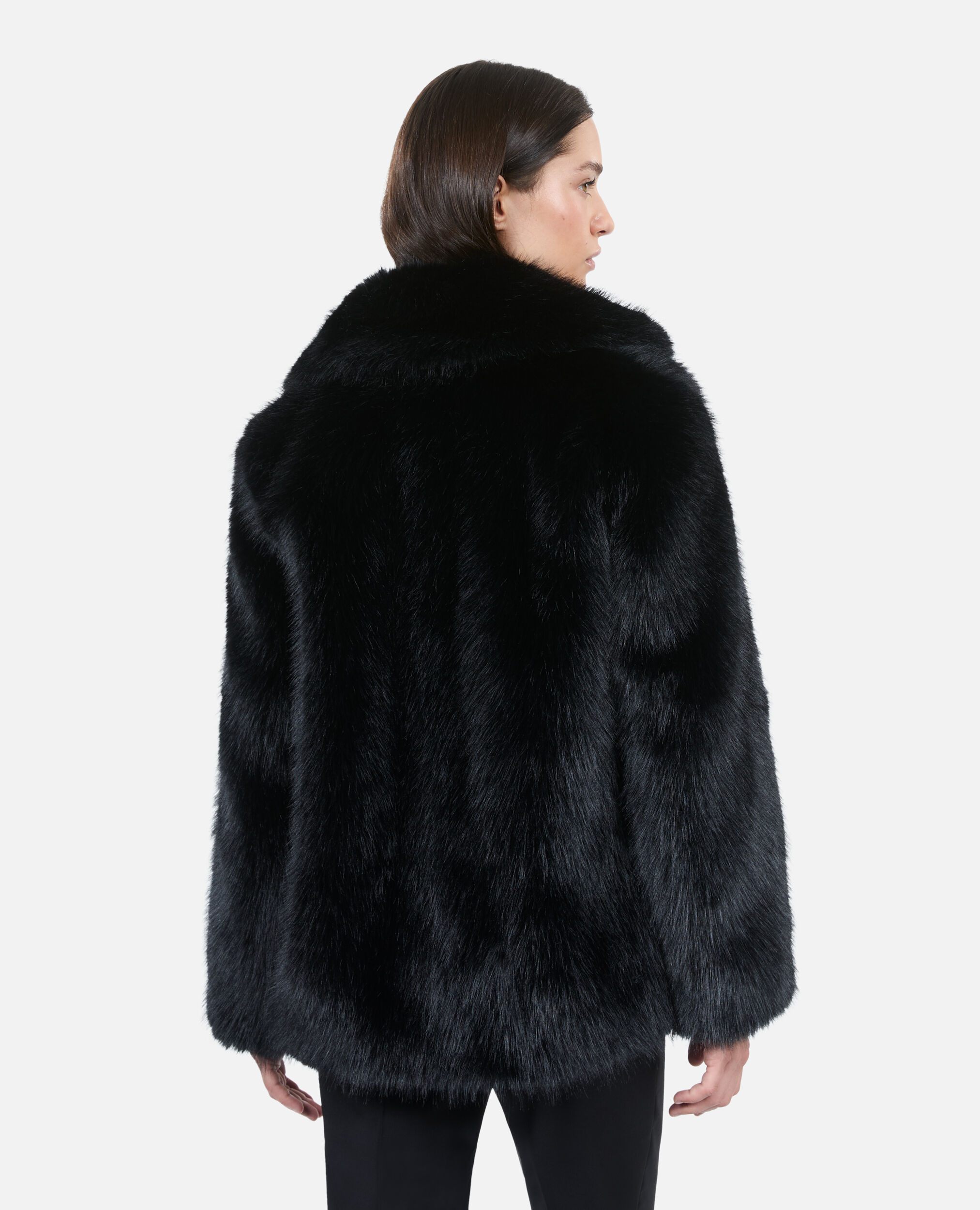 Manteau effet fourrure noir The Kooples France