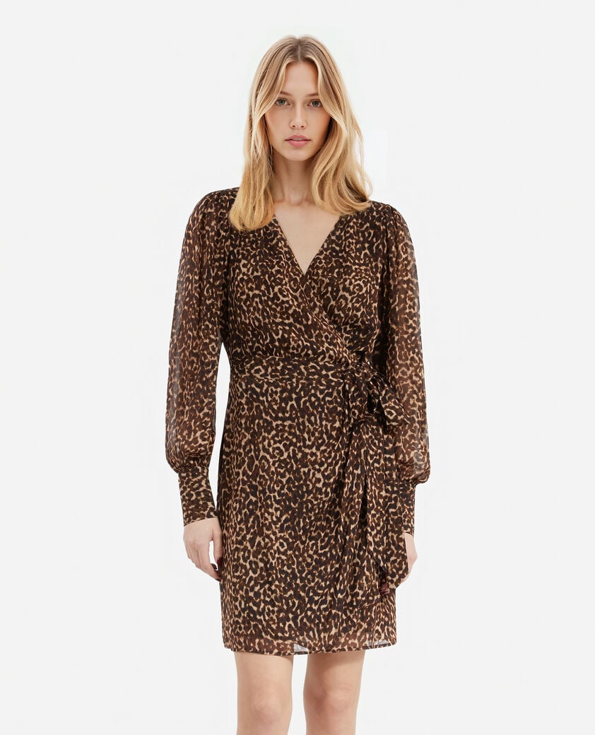 The Kooples FEMME LEOPARD robe portefeuille courte imprimé léopard